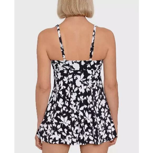 Swim Solutions Tummy Control Flyaway Swim Dress Sz 8 - Picture 2 of 6